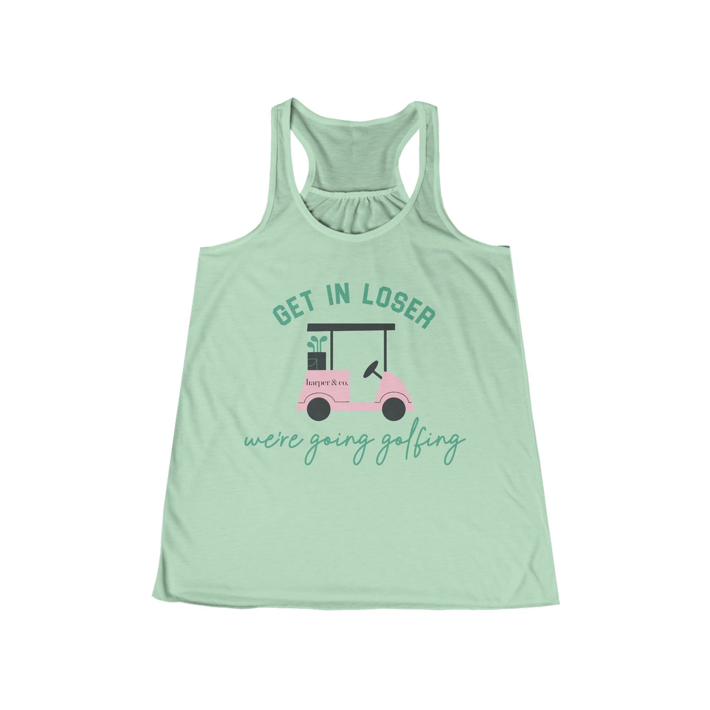 Get in Loser Women's Flowy Racerback Tank — Funny Golf Tank Top