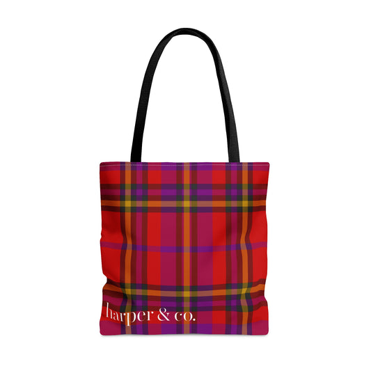 Red Tartan Plaid Tote Bag