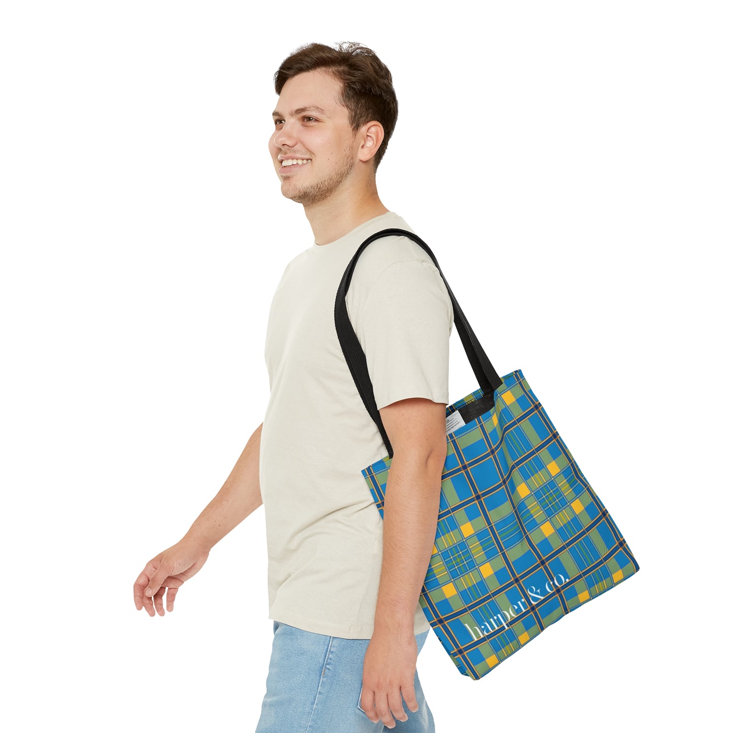 Turquoise Plaid Tote Bag