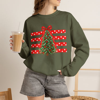 Christmas Tree Ribbon Crewneck Sweatshirt