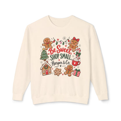 Be Sweet Shop Small Christmas Sweatshirt — Gingerbread Holiday Crewneck