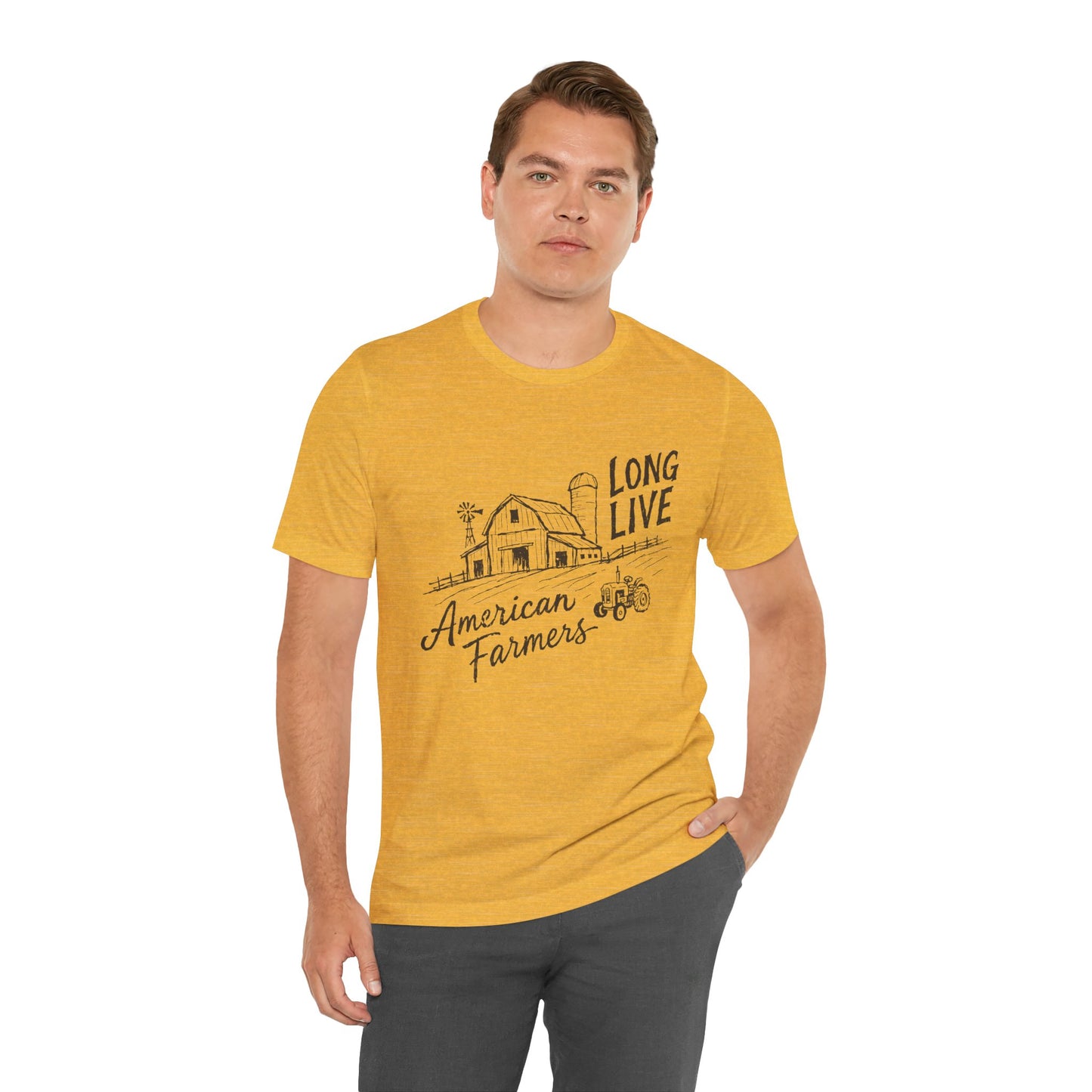 Long Live American Farmers Tee — Vintage Farmhouse Barn & Tractor T-Shirt