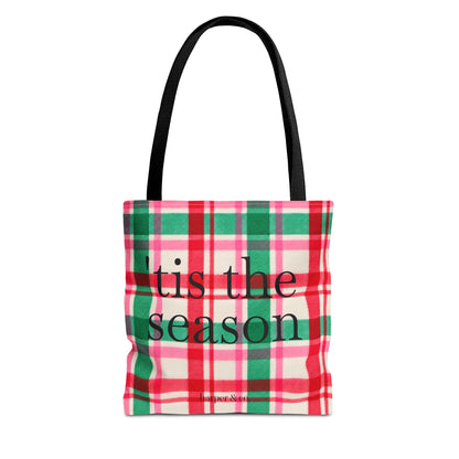 Christmas Plaid Tote Bag - 'Tis the Season Holiday Market Bag