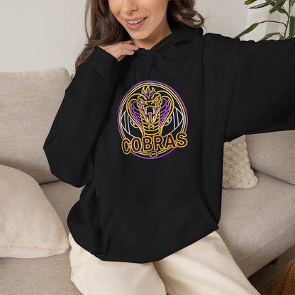 Cobra Logo Hoodie — Retro Neon 'Cobras' Graphic Pullover