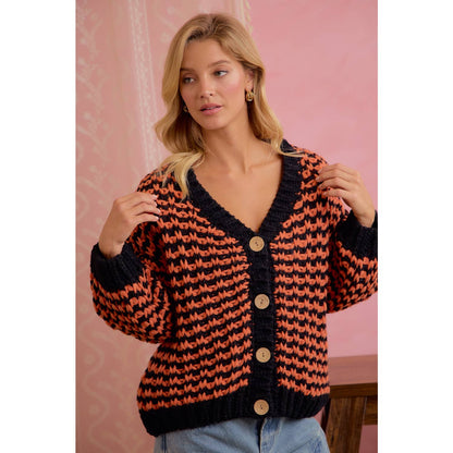 BiBi Halloween Chunky Knit Button Front Cardigan