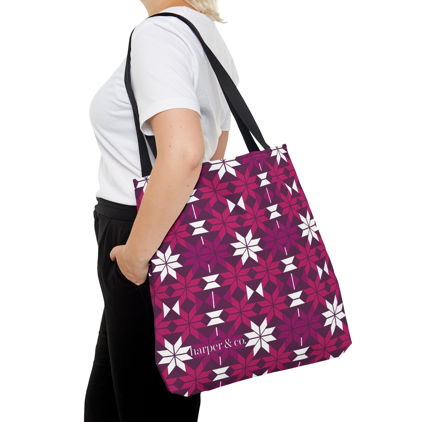 Raspberry Quilt Block Tote Bag (AOP)