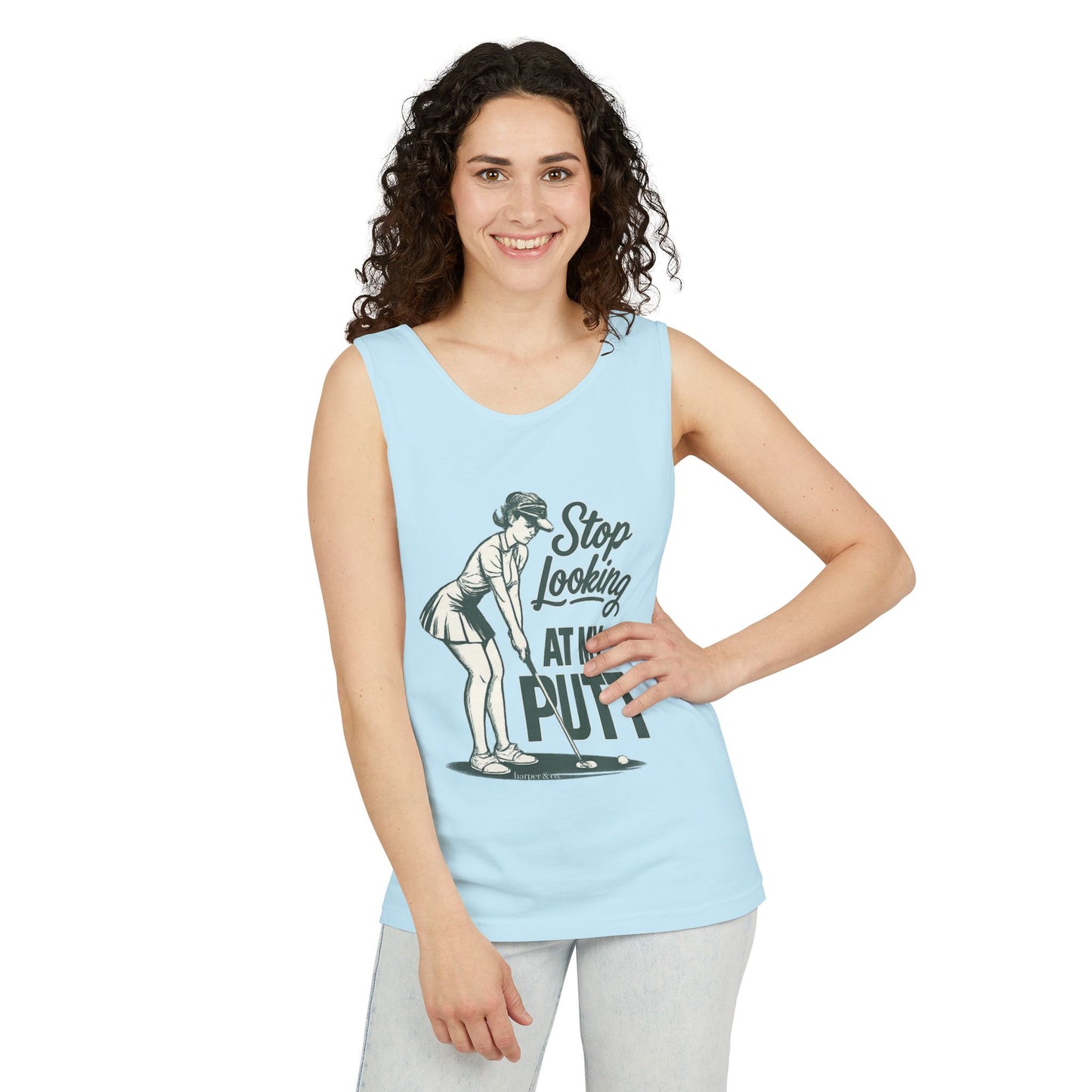 Golf Tank Top — "Stop Looking at My Putt" Funny Golfing Tank