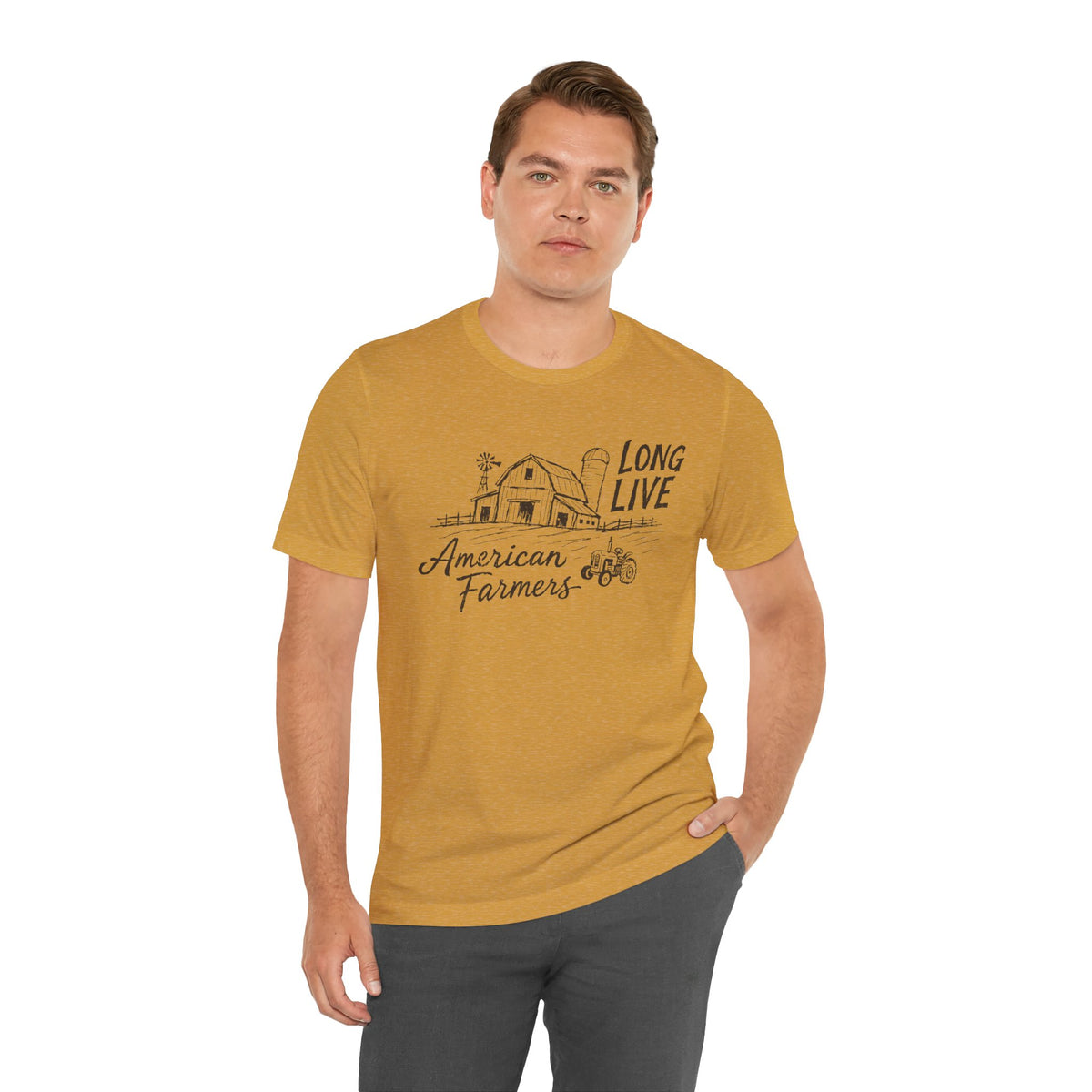Long Live American Farmers Tee — Vintage Farmhouse Barn & Tractor T-Shirt