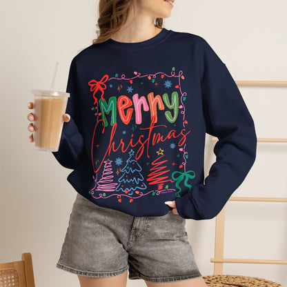 Merry Christmas Crewneck Sweatshirt — Festive Holiday Graphic Pullover