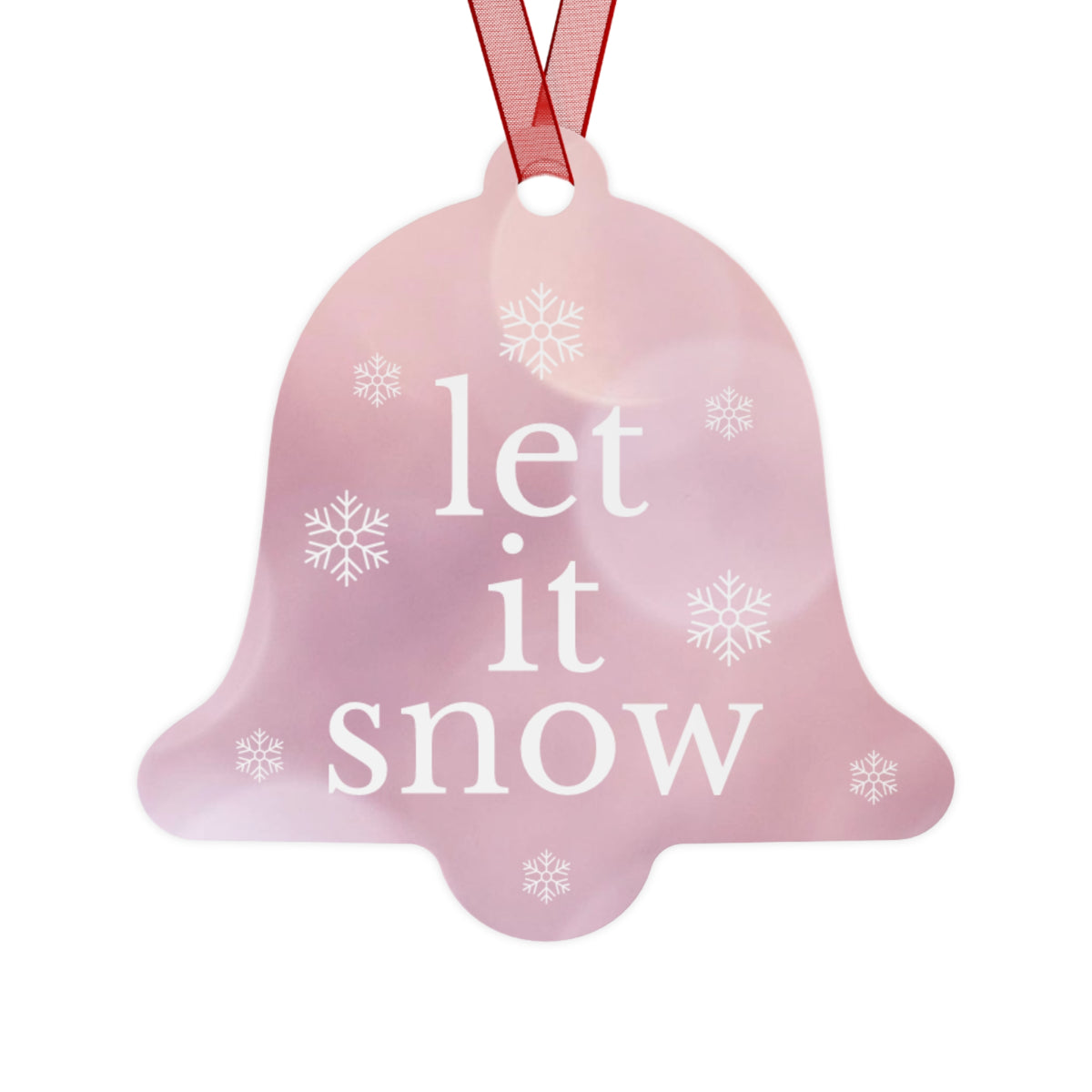 Pink Let It Snow Christmas Metal Ornament