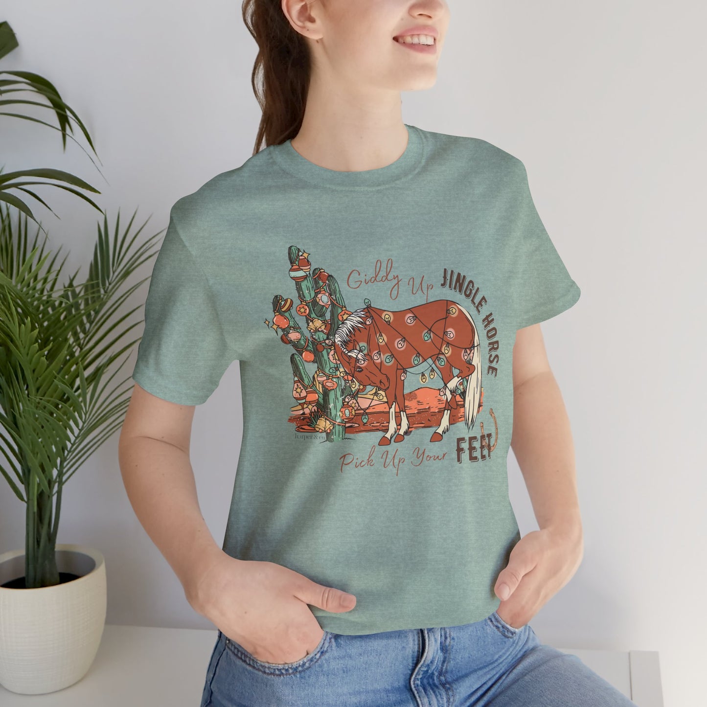 Giddy Up Jingle Horse Bella Canvas Full Size Unisex Jersey Short Sleeve Tee