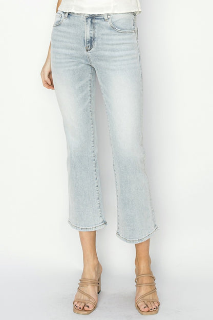 RISEN Full Size Mid Rise Cropped Flare Jeans