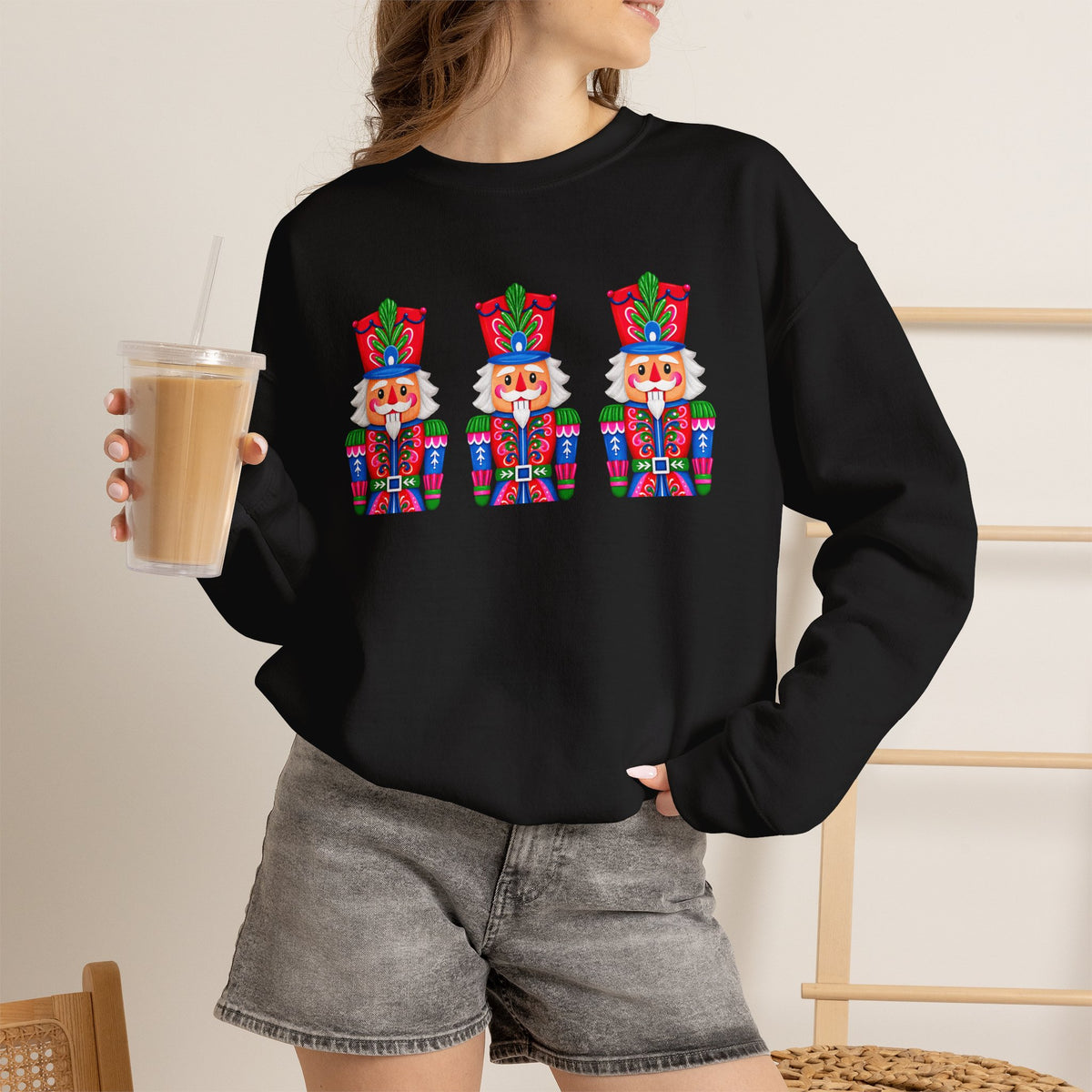 Nutcracker Crewneck Sweatshirt — Festive Triple Nutcracker Holiday Pullover