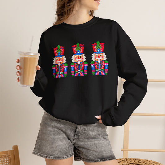 Nutcracker Crewneck Sweatshirt — Festive Triple Nutcracker Holiday Pullover
