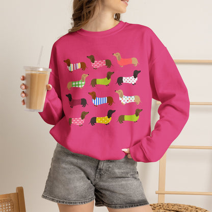 Colorful Dachshund Crewneck Sweatshirt — Vibrant Wiener Dog Design