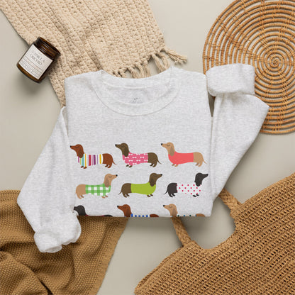 Colorful Dachshund Crewneck Sweatshirt — Vibrant Wiener Dog Design