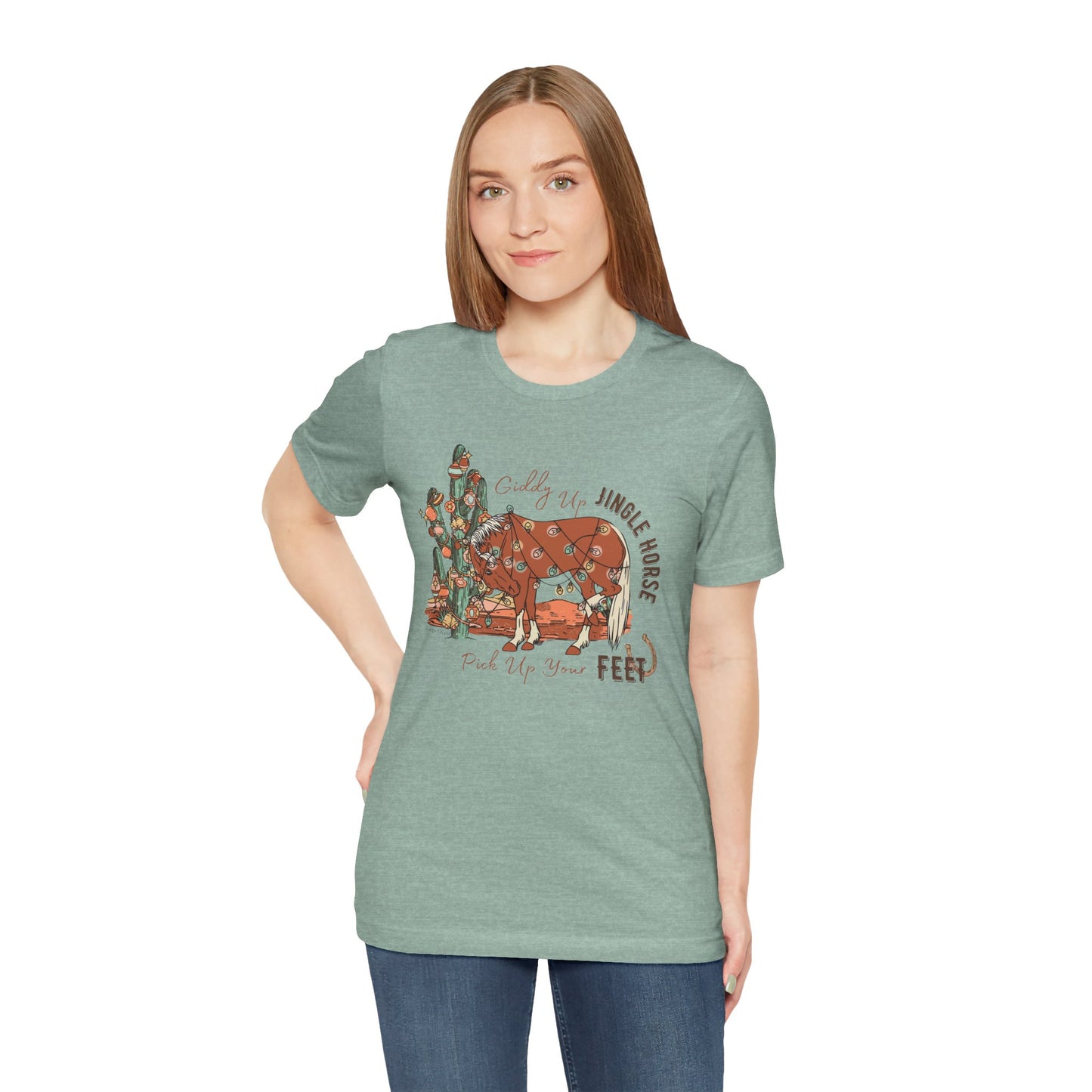 Giddy Up Jingle Horse Bella Canvas Full Size Unisex Jersey Short Sleeve Tee