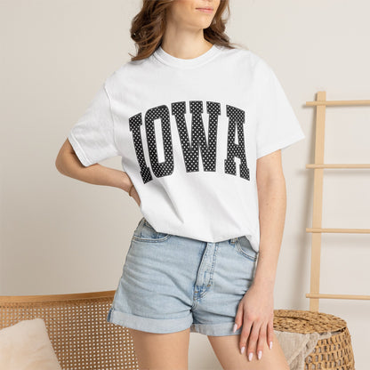 Iowa Retro Polka Dot Lettering Color Comfort T-Shirt