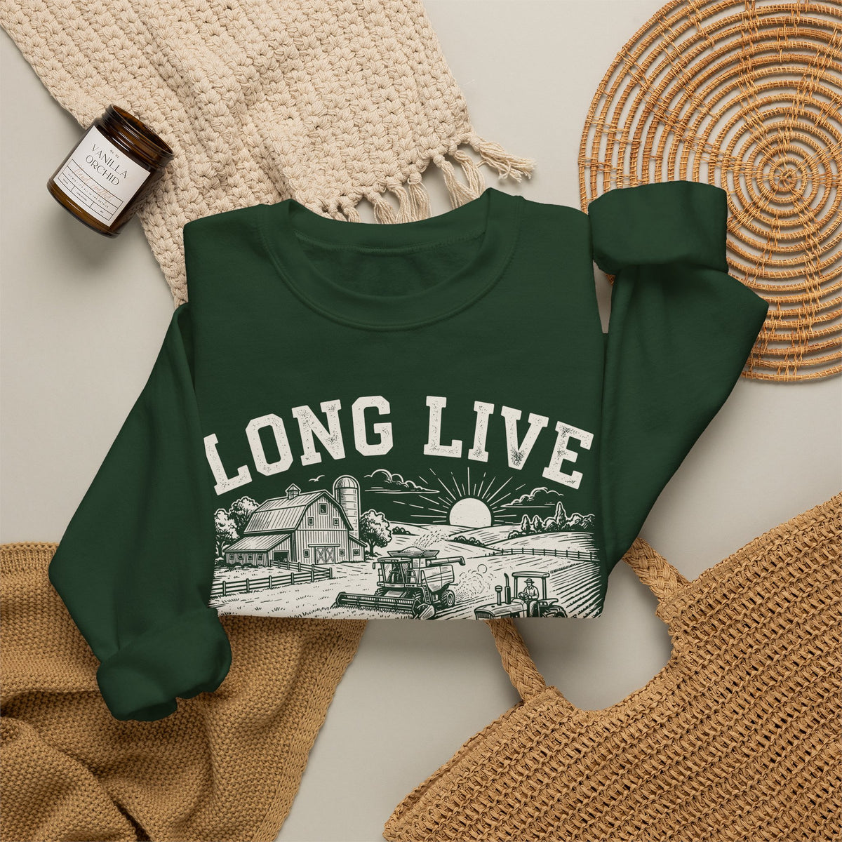 Long Live American Farmers Sweatshirt – Vintage Farm Scene Crewneck