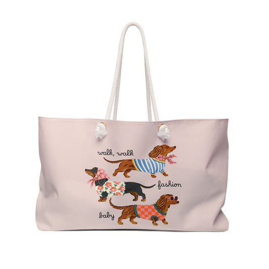Dachshund Pattern Weekender Bag — Cute Wiener Dog Travel Tote - Fashion Baby