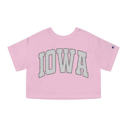 Iowa Cropped Tee — Retro Mesh Lettering Champion Women's Shirt