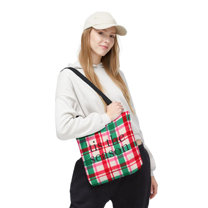 Christmas Plaid Tote Bag - 'Tis the Season Holiday Market Bag