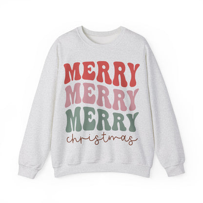 Merry Merry Merry Christmas Jersey Sweatshirt Full Size