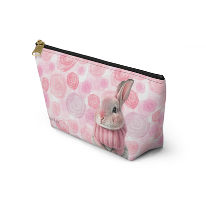 Bunny & Pink Roses Accessory Pouch w T-bottom