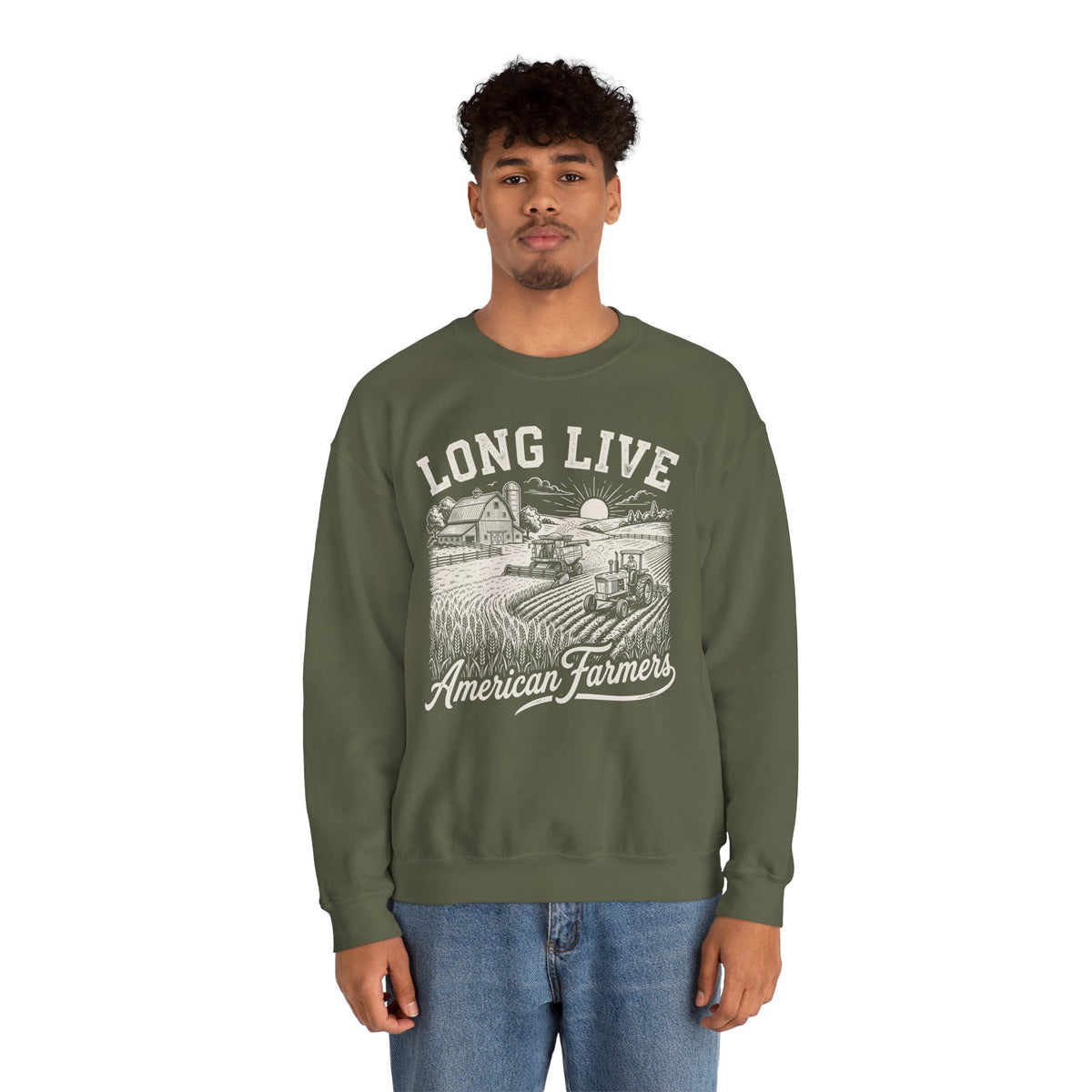Long Live American Farmers Sweatshirt – Vintage Farm Scene Crewneck