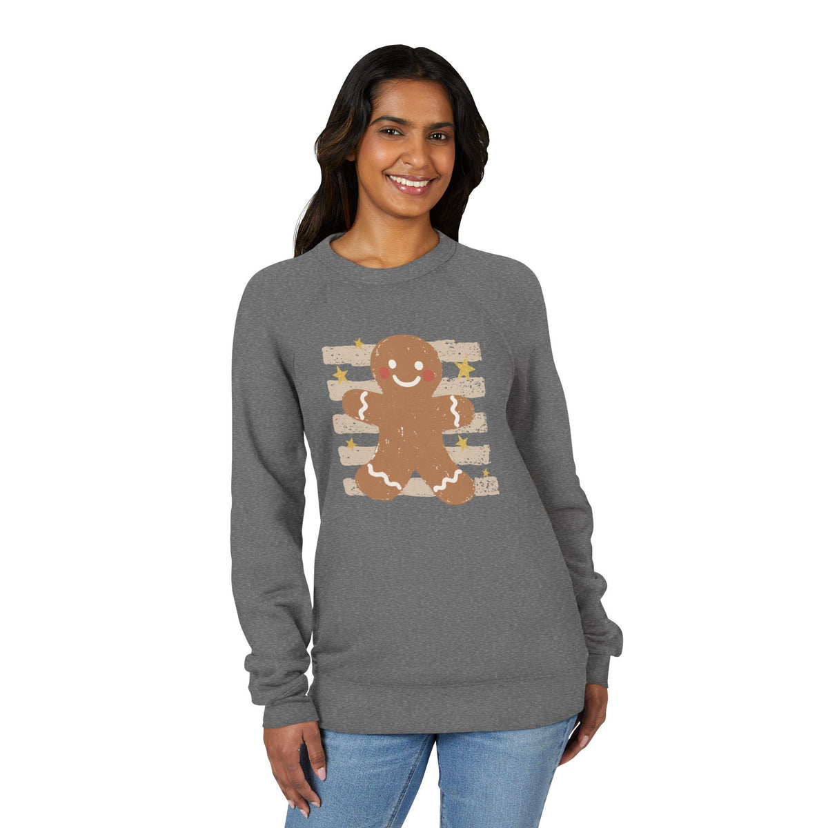Gingerbread Cookie Sweatshirt — Cute Vintage Holiday Raglan Pullover
