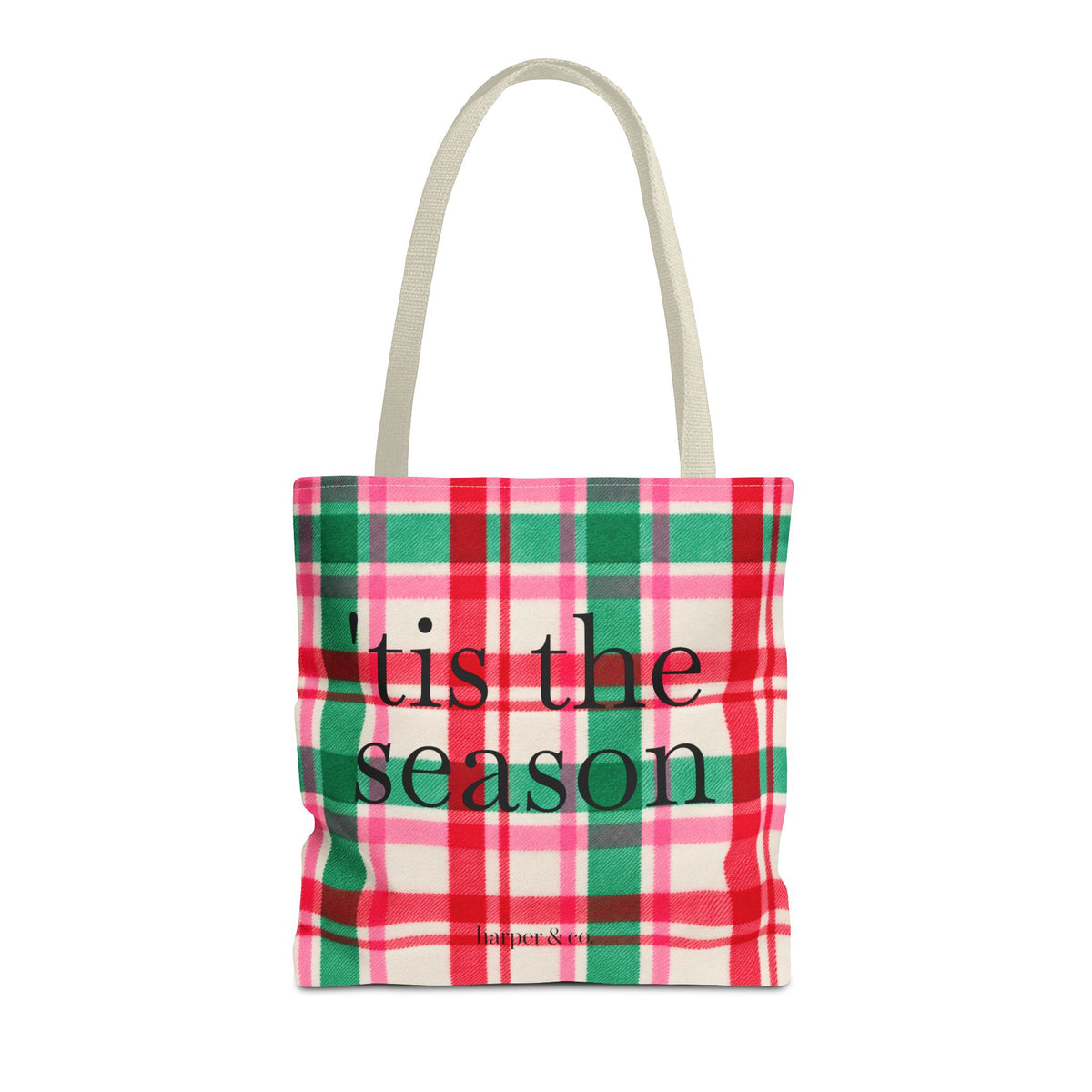 Christmas Plaid Tote Bag - 'Tis the Season Holiday Market Bag
