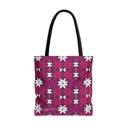 Raspberry Quilt Block Tote Bag (AOP)