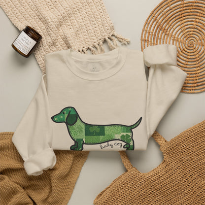 St. Patrick's Lucky Dachshund Quiltwork Sweatshirt