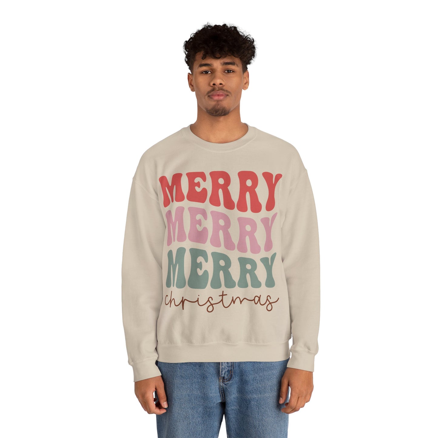 Merry Merry Merry Christmas Jersey Sweatshirt Full Size