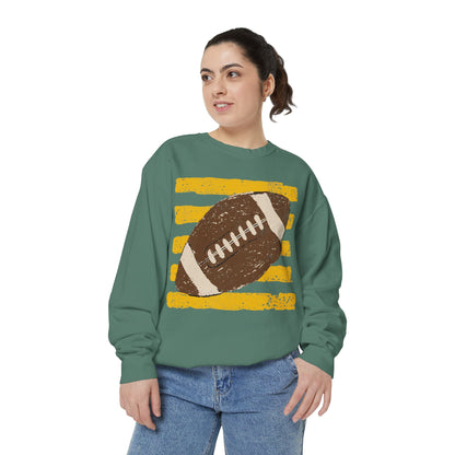 Vintage Football Color Comfort Sweatshirt — Distressed Retro Stripes Crewneck