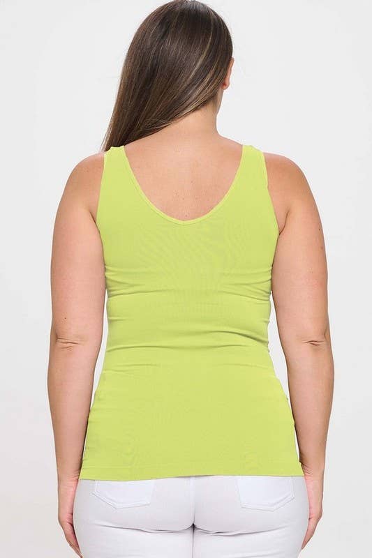 Reversible V or U Neckline Seamless Tank Plus Size