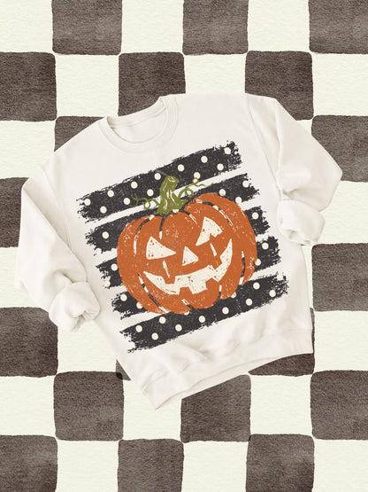 Retro Jack Pumpkin Graphic Crewneck Sweatshirt