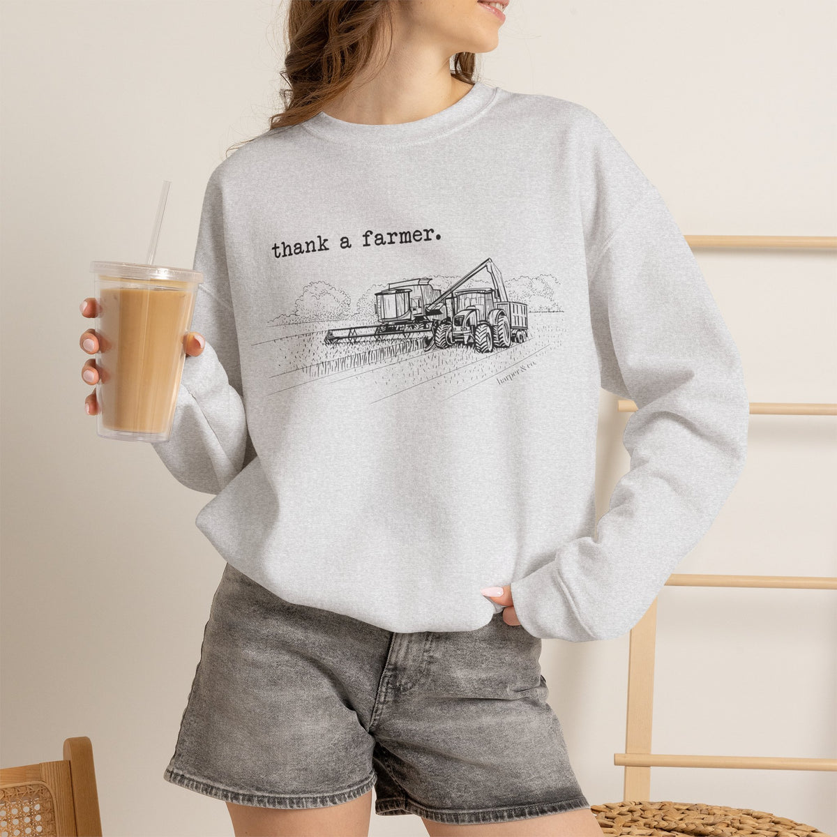 Thank a Farmer Combine Unisex Heavy Blend™ Crewneck Sweatshirt
