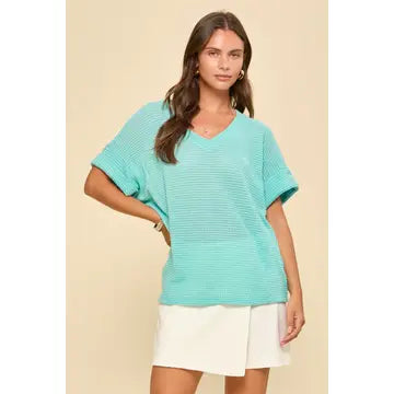 V-Neck Lightweight Sweater Crochet Knit Full Size Top
