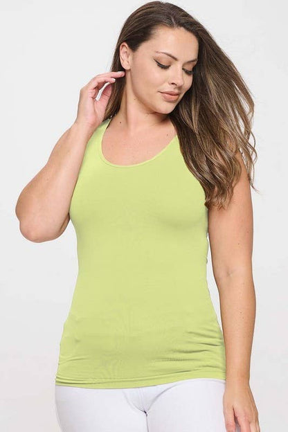 Reversible V or U Neckline Seamless Tank Plus Size