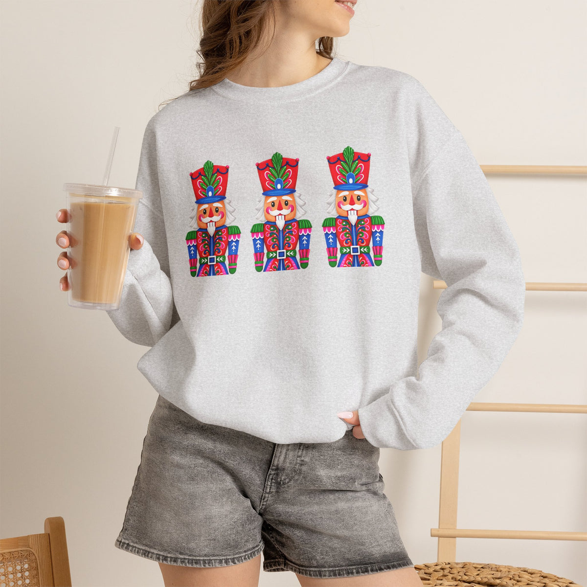 Nutcracker Crewneck Sweatshirt — Festive Triple Nutcracker Holiday Pullover