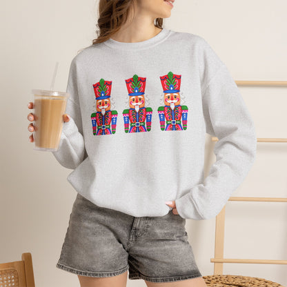 Nutcracker Crewneck Sweatshirt — Festive Triple Nutcracker Holiday Pullover