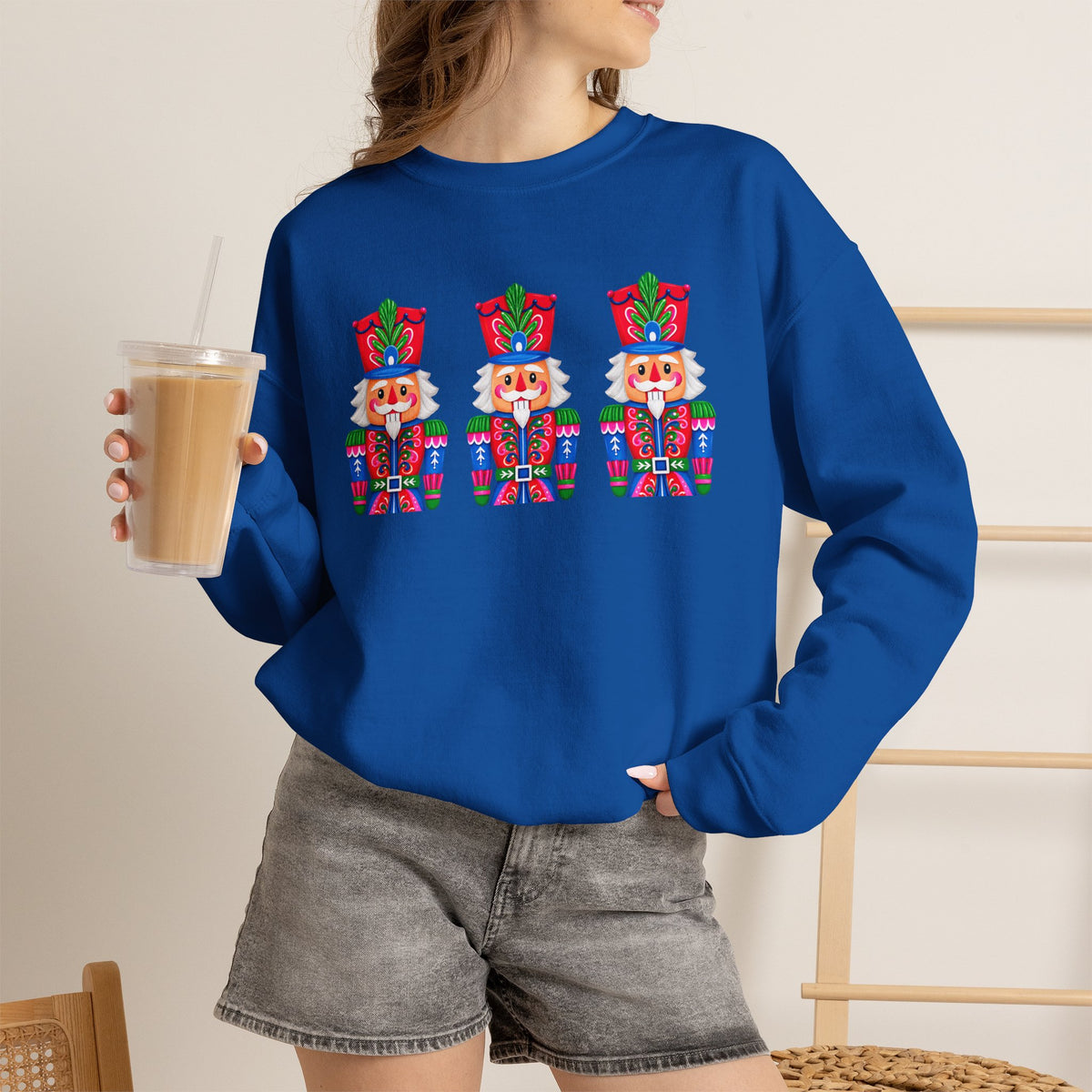 Nutcracker Crewneck Sweatshirt — Festive Triple Nutcracker Holiday Pullover