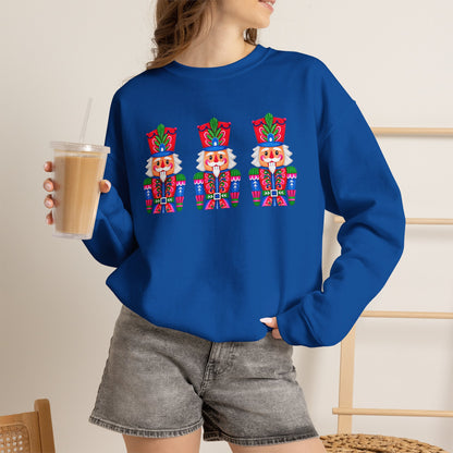 Nutcracker Crewneck Sweatshirt — Festive Triple Nutcracker Holiday Pullover