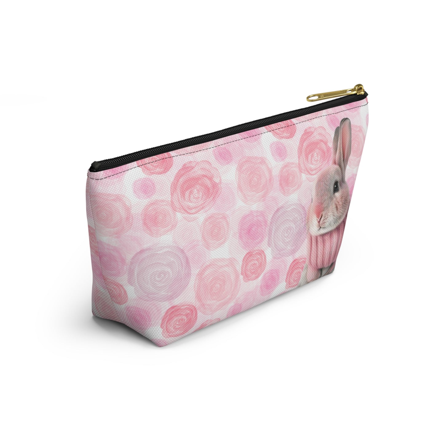 Bunny & Pink Roses Accessory Pouch w T-bottom