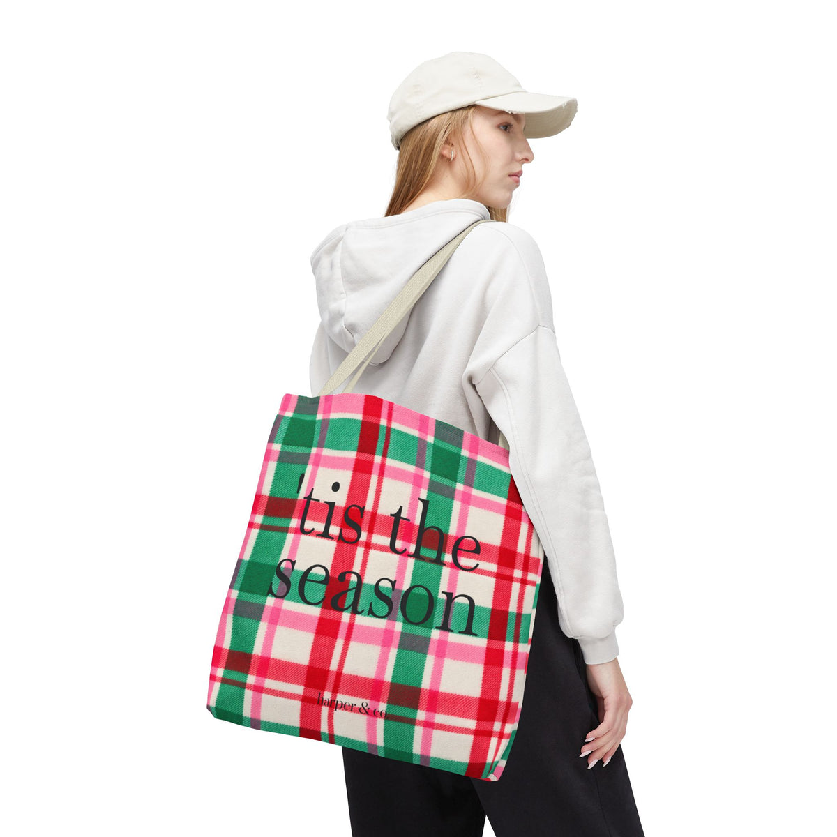 Christmas Plaid Tote Bag - 'Tis the Season Holiday Market Bag
