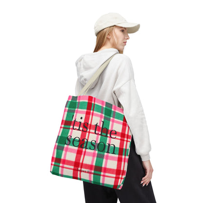 Christmas Plaid Tote Bag - 'Tis the Season Holiday Market Bag