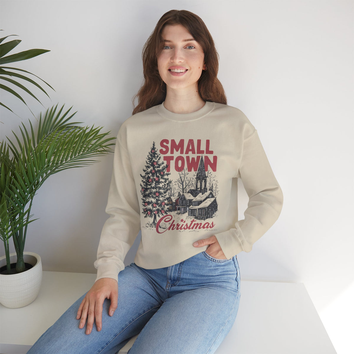 Small Town Christmas on Gildan Unisex Heavy Blend™ Crewneck Sweatshirt