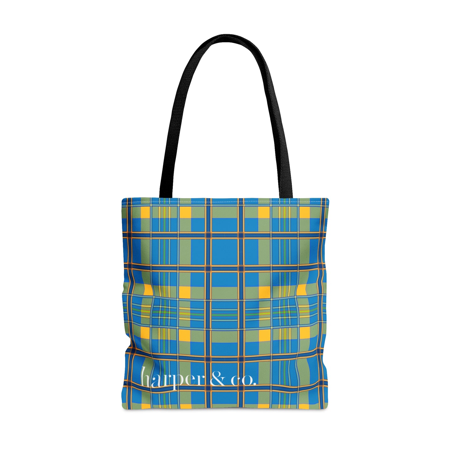 Turquoise Plaid Tote Bag