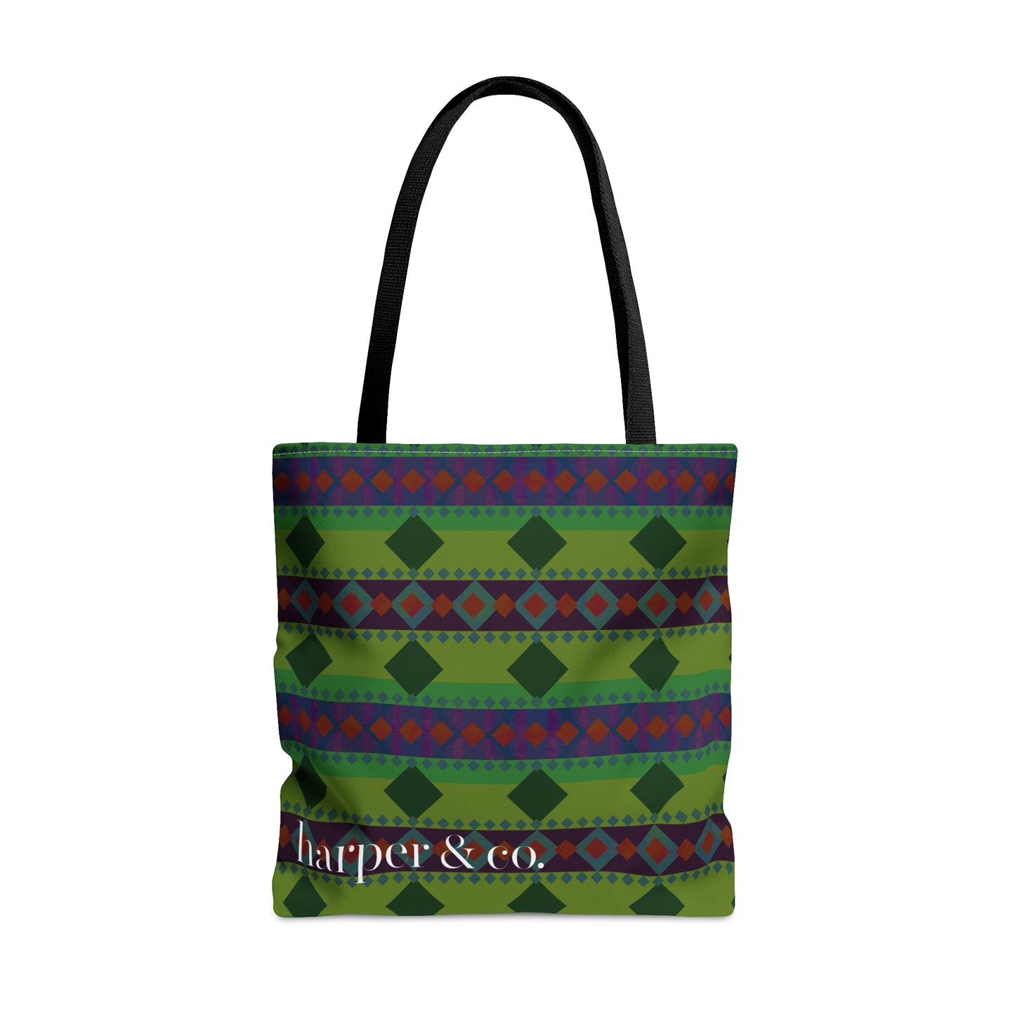 Green Aztec Stripe Tote Bag